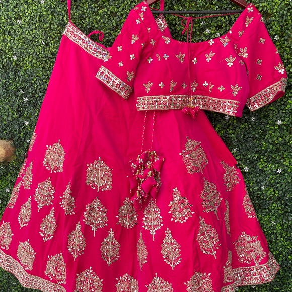 Beautiful pure silk lehnga, choli with real mirrorwork and embroidery. - Picture 6 of 7